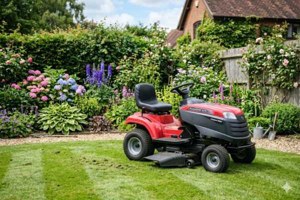 Compact ride-on lawn mower ready for collection and delivery in a Luton van